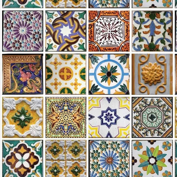 1 Rolos De Papel De Parede Adesivo Azulejos Portugueses Chik Antigo Lavavel 7,00 X 0,58