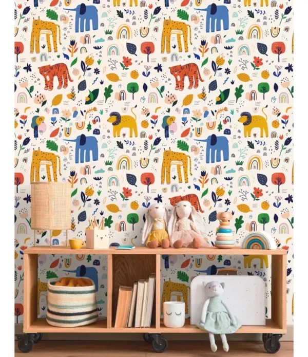 Adesivo Decorativo Papel De Parede Infantil Safari Boho