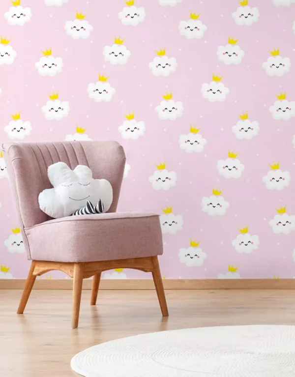 Adesivo Decorativo Papel De Parede Nuvem Sorriso Rosa