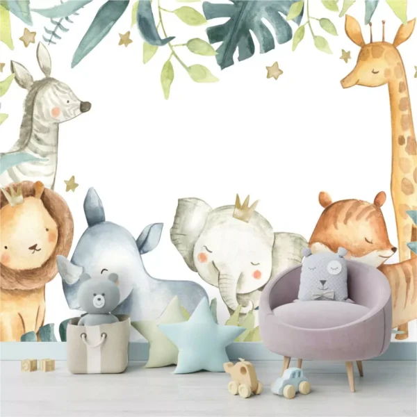 Adesivo Papel De Parede Infantil Safari Baby Colante G1130