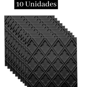 Jogo 10 Molduras 3d Papel De Parede Pvc Siena 50x50 Preto