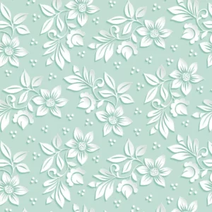 Kit 3 Papel De Parede Adesivo Floral 3d Verde Água 3mt