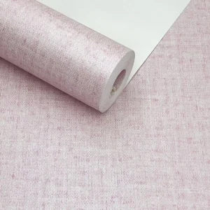 Kit 3 Rolos Papel De Parede Vinílico Linho Rosa + Colas