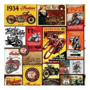 Motos Antigas Vintage Retrô Papel De Parede Decoração 2m