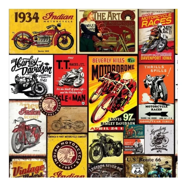 Motos Antigas Vintage Retrô Papel De Parede Decoração 2m