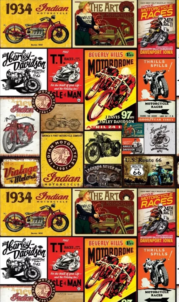 Motos Antigas Vintage Retrô Papel De Parede Pub Beer 3,10cm