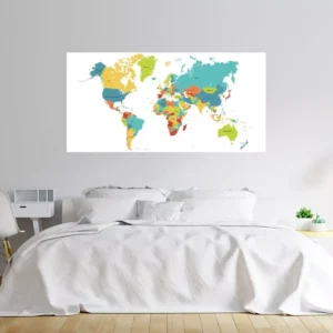 Painel Adesivo Papel De Parede Mapa Mundi N015279 M²