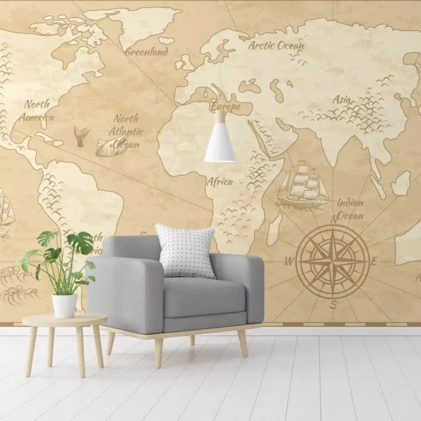 Painel Adesivo Papel De Parede Mapa Mundi N015293 3,00x2,90m