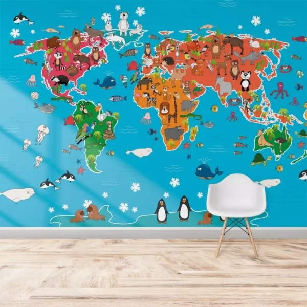 Painel Adesivo Papel De Parede Mapa Mundi N015299 3,00x2,90m