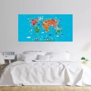 Painel Adesivo Papel De Parede Mapa Mundi N015299 M²