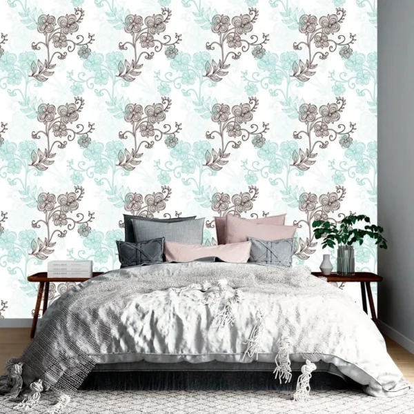 Papel De Parede 2 Cores Floral Adesivo Sala Quarto Casal