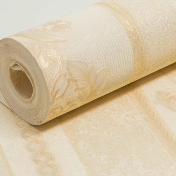 Papel De Parede 3d Arabesco Dourado Champagne Vinílico