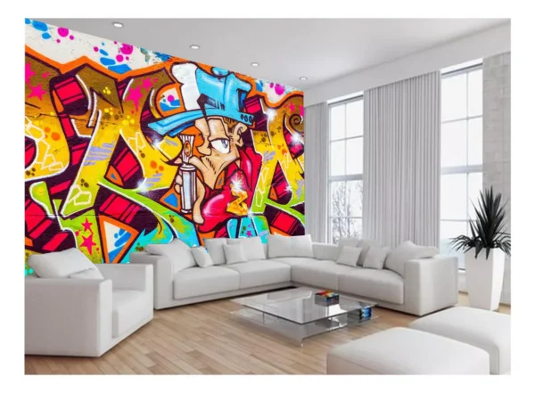 Papel De Parede 3d Arte Graffiti Mural Grafite 7,5m² Tra56