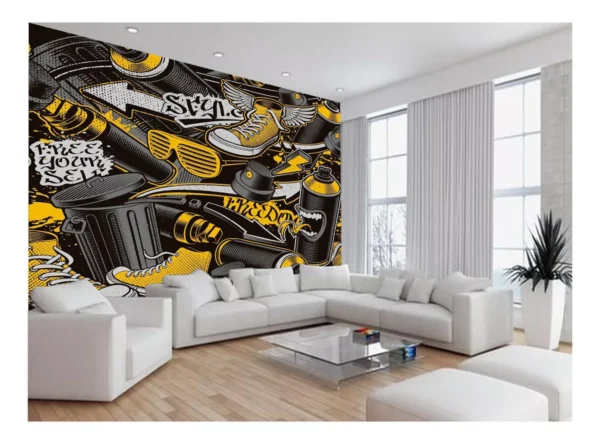 Papel De Parede 3d Arte Graffiti Mural Grafite 7,5m² Tra78