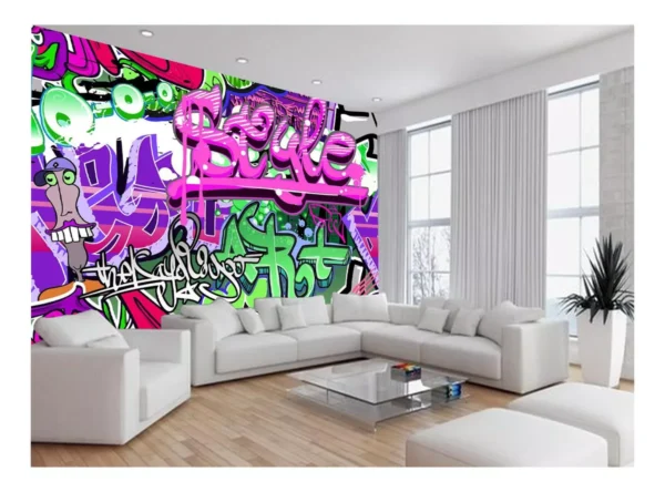 Papel De Parede 3d Arte Graffiti Mural Grafite 7,5m² Tra80