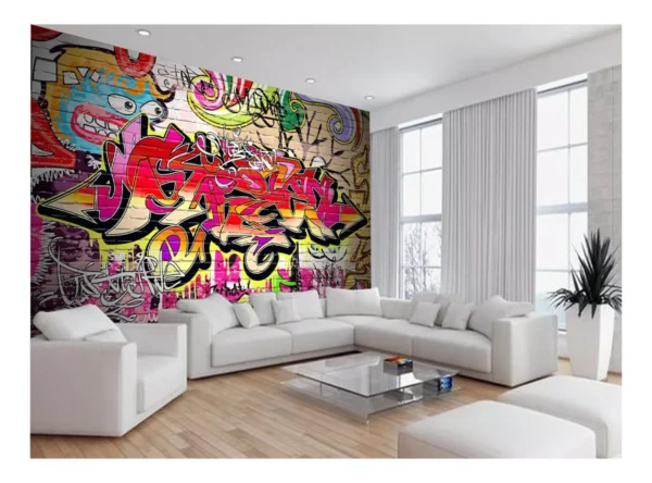 Papel De Parede 3d Arte Graffiti Mural Grafite 7,5m² Tra92