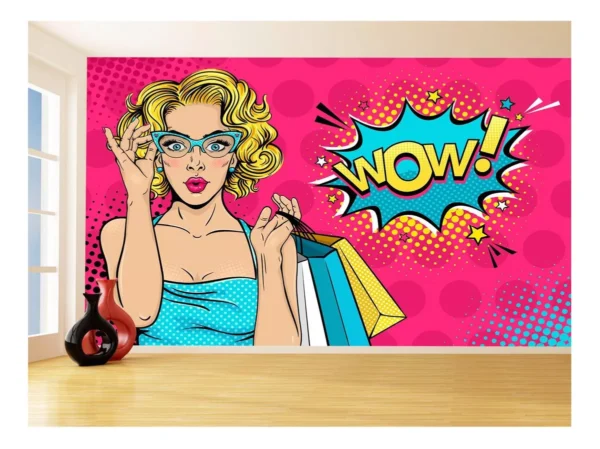 Papel De Parede 3d Arte Mulher Pop Art Retrô 3,5m Tra119