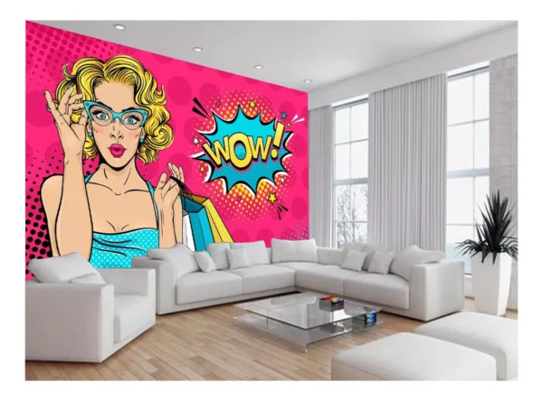 Papel De Parede 3d Arte Mulher Pop Art Retrô 7,5m² Tra119