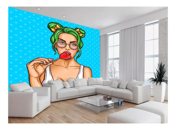 Papel De Parede 3d Arte Rosto Mulher Colorido 7,5m² Tra147