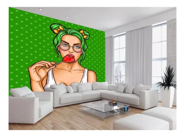 Papel De Parede 3d Arte Rosto Mulher Colorido 7,5m² Tra148