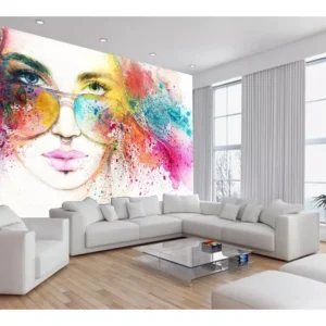 Papel De Parede 3d Arte Rosto Mulher Colorido 7,5m² Tra65