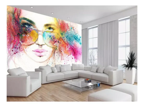 Papel De Parede 3d Arte Rosto Mulher Colorido 7,5m² Tra65