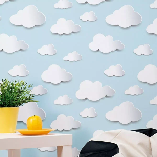 Papel De Parede 3d Bebê Infantil Nuvem Chuva Nuvens 12 M