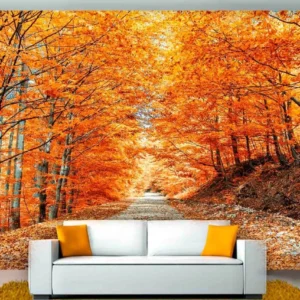 Papel De Parede 3d Bosque Folhas Amarelas Natureza M² Xna22