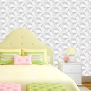 Papel De Parede 3d Bumerangue Hexagano Geometrico Decorativo