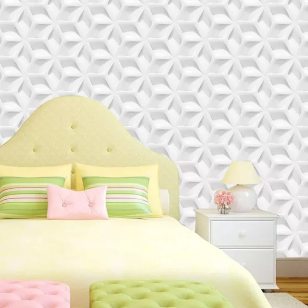 Papel De Parede 3d Bumerangue Hexagano Geometrico Decorativo