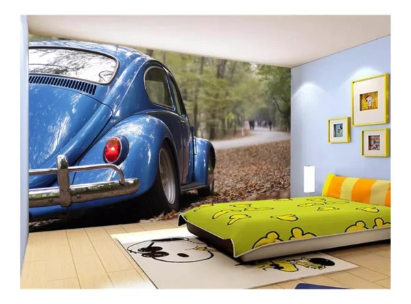 Papel De Parede 3d Carro Antigo Fusca Beetle 7,5m² Cxr116