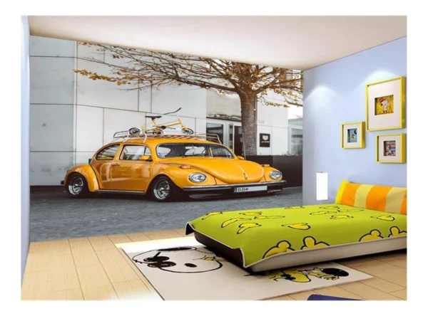 Papel De Parede 3d Carro Antigo Fusca Beetle 7,5m² Cxr117