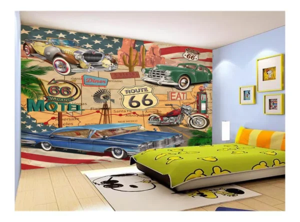 Papel De Parede 3d Carro Antigo Hot Rod Custom 7,5m² Cxr92