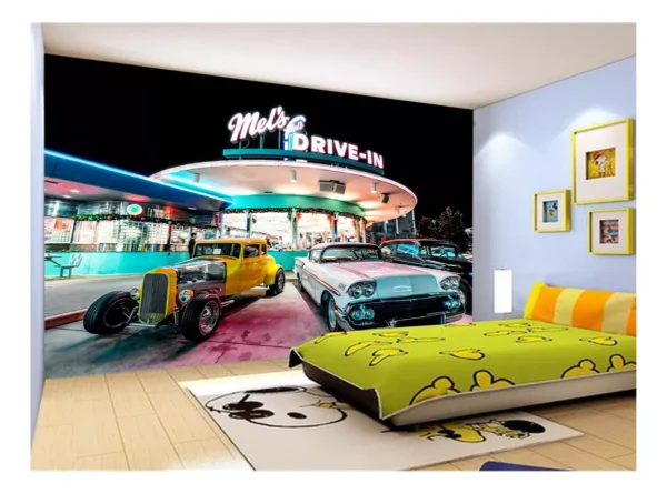 Papel De Parede 3d Carro Antigo Hot Rod Custom 7,5m² Cxr99