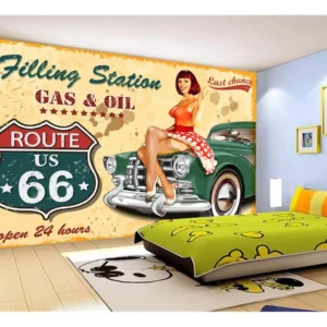 Papel De Parede 3d Carro Antigo Hot Rod Pin Up 7,5m² Cxr15