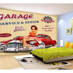 Papel De Parede 3d Carro Antigo Hot Rod Pin Up 7,5m² Cxr80