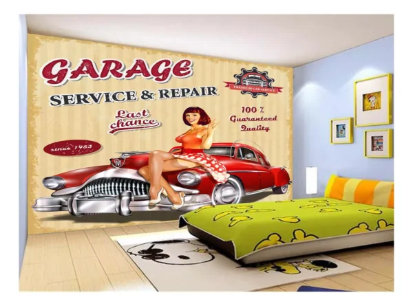 Papel De Parede 3d Carro Antigo Hot Rod Pin Up 7,5m² Cxr80