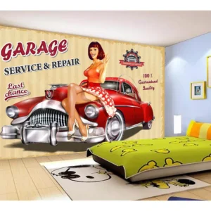 Papel De Parede 3d Carro Antigo Hot Rod Pin Up 7,5m² Cxr81