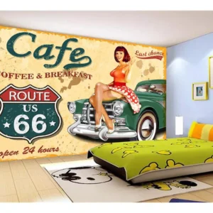 Papel De Parede 3d Carro Antigo Hot Rod Pin Up 7,5m² Cxr83