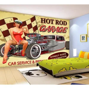 Papel De Parede 3d Carro Antigo Hot Rod Pin Up 7,5m² Cxr95