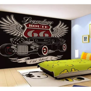 Papel De Parede 3d Carro Antigo Hot Rod Pin Up 7,5m² Cxr98