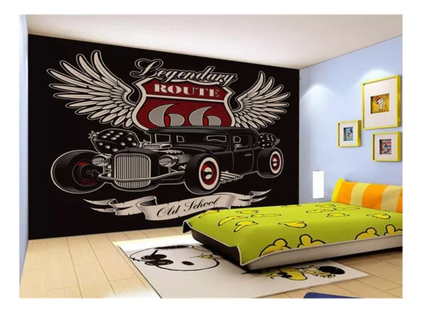 Papel De Parede 3d Carro Antigo Hot Rod Pin Up 7,5m² Cxr98