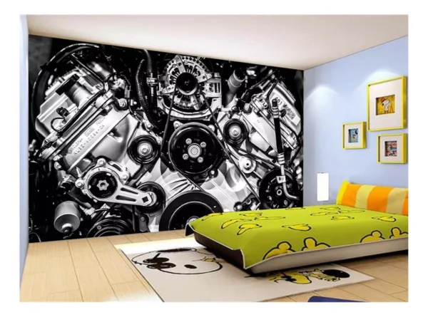 Papel De Parede 3d Carro Antigo Motor V8 Mural 7,5m² Cxr03