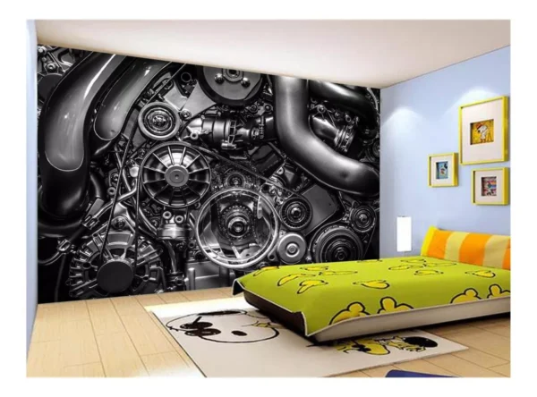 Papel De Parede 3d Carro Antigo Motor V8 Mural 7,5m² Cxr84