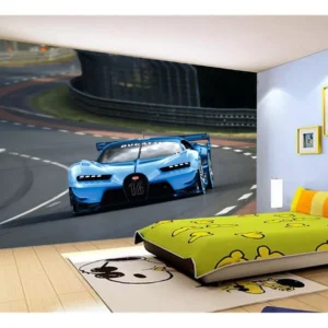 Papel De Parede 3d Carro Bugatti Chiron Pista 10m² Car08