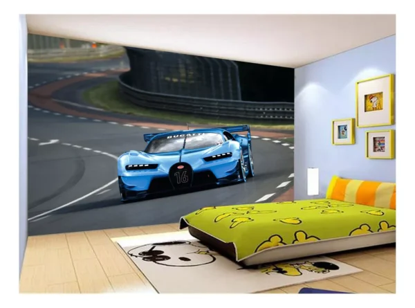 Papel De Parede 3d Carro Bugatti Chiron Pista 10m² Car08