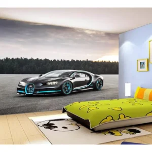 Papel De Parede 3d Carro Bugatti Chiron Pista 10m² Car09