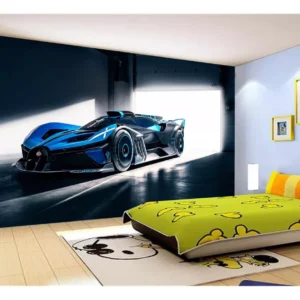 Papel De Parede 3d Carro Bugatti Chiron Pista 10m² Car10