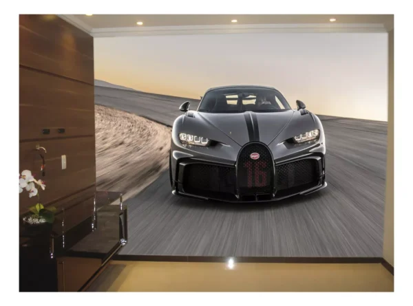 Papel De Parede 3d Carro Bugatti Chiron Pista 10m² Car11