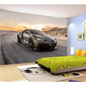 Papel De Parede 3d Carro Bugatti Chiron Pista 10m² Car12